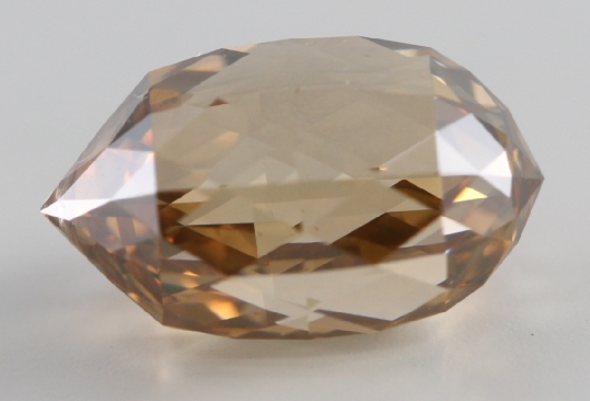 4.24 Carat Fancy Brownish Orange, SI1 Clarity, GIA Graded Briolette Cut Diamond