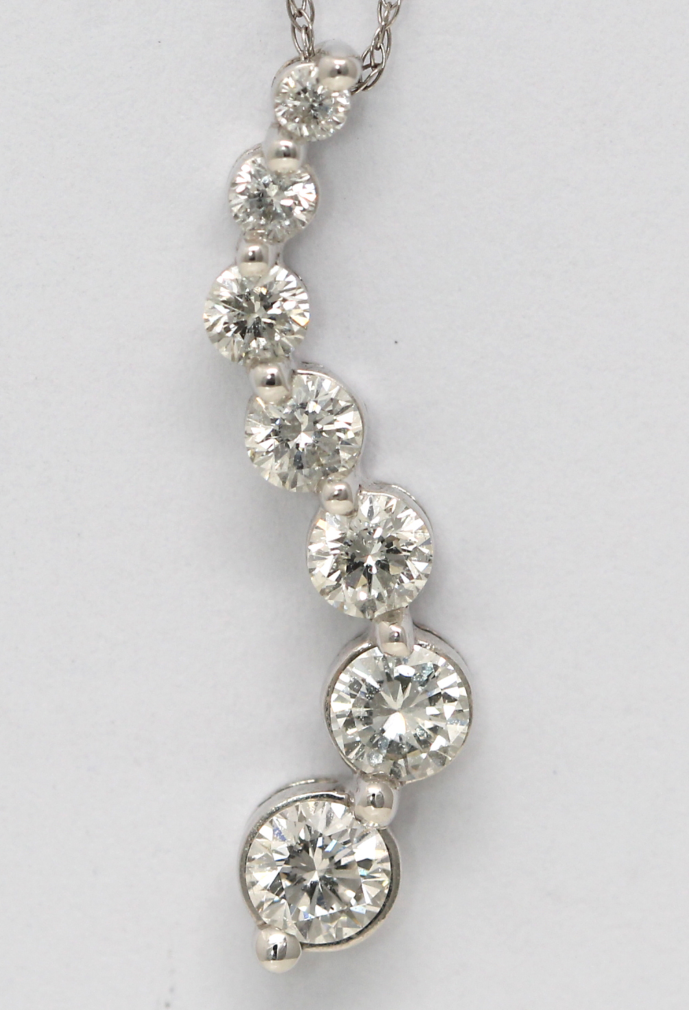 14k Gold Round White Diamond Multi-Stone Journey Pendant Necklace