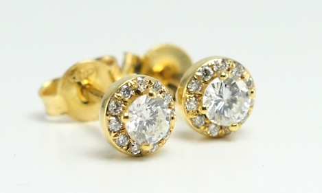 14k Yellow Gold Round Diamond Earrings (0.45 Ct, G, SI1)