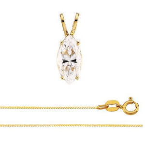 Marquise Diamond Solitaire Pendant Necklace 14k Yellow Gold ( 0.46 Ct, D, VVS2 IGL Certified)
