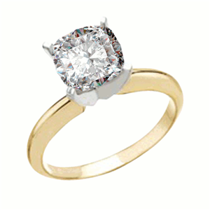Cushion Diamond Solitaire Engagement Ring 14K Yellow Gold 1.54 Ct, (J Color, SI2 Clarity)