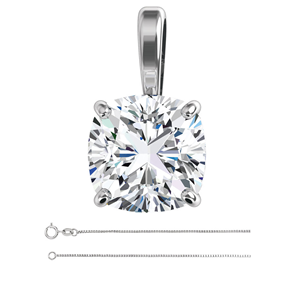 Cushion Diamond Solitaire Pendant Necklace 14K White Gold (1.5 Ct, G , VS2( Enhanced) ) EGL