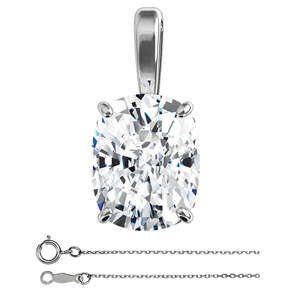 Cushion Diamond Solitaire Pendant Necklace 14K White Gold (1.76 Ct, G , VS1( Enhanced) ) EGL
