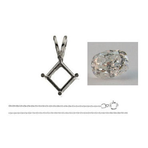 Cushion Diamond Solitaire Pendant Necklace 14K  ( 0.92 Ct, I Color, SI2 Clarity)
