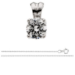 Round Diamond Solitaire Pendant Necklace 14K  ( 1.18 Ct, J Color, I2(CLARITY ENHANCED) Clarity)