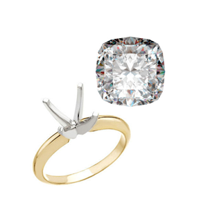 Cushion Diamond Solitaire Engagement Ring 14K Yellow Gold 0.74 Ct, I , I2