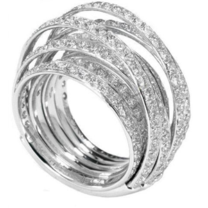 18k White Gold Multi Band Fashion Ring  With Round Cut Diamonds (3.22 Ct., G Color, VS1 Clarity)