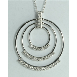 18k White Gold Multi circular round cut diamond pendant enhanced with a stylish chain (0.53 Ct G ,VS)