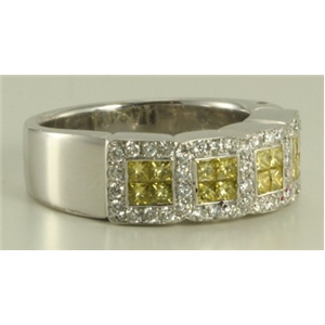 18k White Gold Princess & round cut diamond classic wedding eternity band (1.05 Ct G & yellow ,VS)