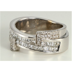 18k White Gold Princess cut invisible set and round diamond crossover eternity band (1.32 Ct G & G ,VS)