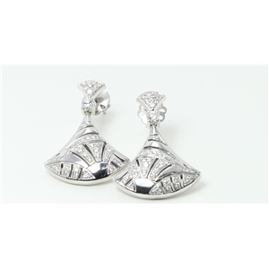 18k White Gold Round cut diamond smart stylish fashionable trendy drop earrings (0.75 Ct G ,VS)
