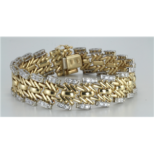 18k White Gold Round Cut Retro style dress diamond multi-link chain bracelet (1.52 Ct, G Color, VS Clarity)
