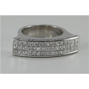 18k White Gold Round & Princess Invisible Setting Dress ring with 3 row diamond eternity b& head(2 Ct, G, VS)