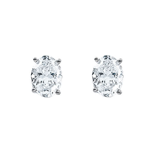 Oval Diamond Stud Earrings 14k White Gold (0.78 ct Ct, H Color, SI1 Clarity)