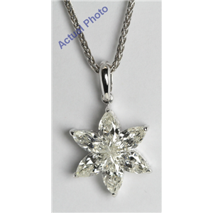 18k White Gold  Invisible Setting Marquise Cut Diamond Flower Pendant (1.34 Ct, I Color, VS Clarity)