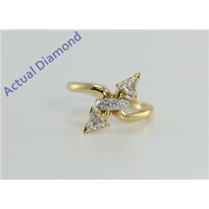 18k Yellow Gold Triangle & Round Cut Two Stone Diamond Engagement Ring (0.57 Ct, I Color, VS Clarity)