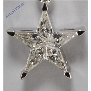 18K White Gold Kite Invisible Setting Five Pointed Pentangle Star Diamond Pendant (0.26 Ct, G , Si )