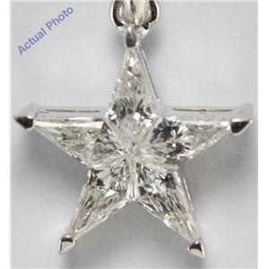 18k White Gold Kite Invisible Setting Five pointed pentangle star diamond pendant (0.38 Ct, G , SI2 )