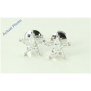 18k White Gold Kite Invisibly Set Five pointed pentangle star diamond earrings with alpha back(0.56ct, G, vs)