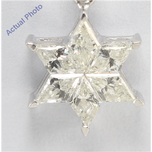 18k White Gold Rhombus Invisible Setting Five pointed pentangle star diamond pendant (0.63 Ct, I , vs )