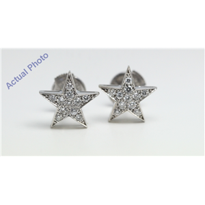 18k White Golds Five pointed star pentangle pave set diamond earrings with alpha back(0.34ct, G, vs)