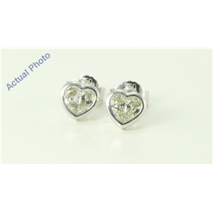 18K White Gold Pear Cut Invisible Setting Diamond Heart Earrings (0.46 Ct, H Color, Vs2 Clarity)