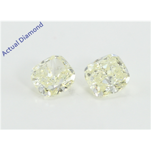 A Pair of Cushion Cut Loose Diamonds (1.05 Ct, Very light natural yellow Color, VS-SI1 Clarity)