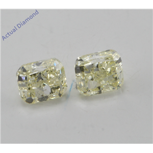 A Pair of Cushion Cut Loose Diamonds (1.4 Ct, Natural fancy yellow Color, si1-vs2 Clarity) IGL Certified
