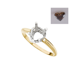 Heart Diamond Solitaire Engagement Ring 14k 0.52 Ct, Natural Deep Orange Cognac , VVS