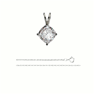 Cushion Diamond Solitaire Pendant Necklace 14K White Gold ( 1.54 Ct, J Color, SI2 Clarity)