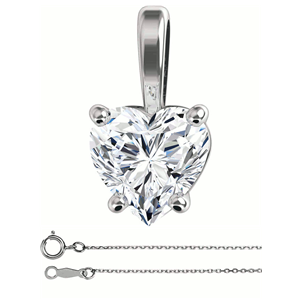Heart Diamond Solitaire Pendant Necklace 14K White Gold (0.48 Ct, H Color, VS1 Clarity) GIA Certified