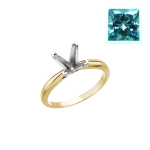 Princess Diamond Solitaire Engagement Ring 14k 0.83 Ct, Blue(Color Irradiated) , SI2