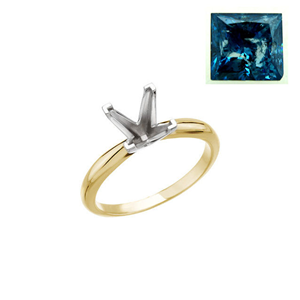Princess Diamond Solitaire Engagement Ring 14k Yellow Gold 1.63 Ct, (Blue(Color Irradiated) Color, I3 Clarity)