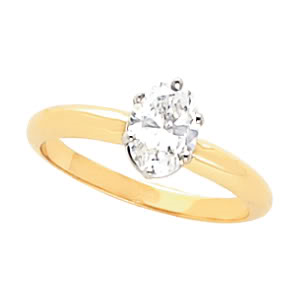 Oval Diamond Solitaire Engagement Ring 14k 0.5 Ct, L , SI3