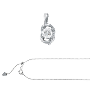 Round Love Knot Diamond Solitaire Pendant Necklace 14k  ( 0.49 Ct, G Color, VVS2 Clarity)
