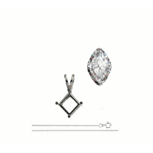 Cushion Diamond Solitaire Pendant Necklace 14K White Gold ( 0.74 Ct, I Color, I2 Clarity)