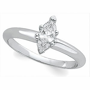 Marquise Diamond Solitaire Engagement Ring 14k White Gold (0.52 Ct, e Color, VVS2 Clarity) EGL Certified