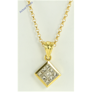 18K Yellow gold Invisible setting Princess cut Diamond fashion pendant with chain (0.5 Ct G ,VS1)