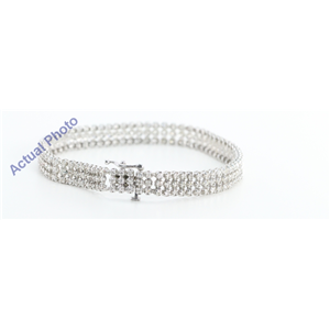 14k White Gold Round Triple Row Diamond Set Bead Link Classic Fashion Tennis Bracelet (10.9 Ct, G , VS )