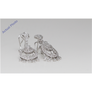 14K Gold Round Bezel Setting White Diamond Vintage Filigree French Clip Earrings (0.55 Ct H Si1 Clarity)