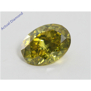 Oval Cut Loose Diamond (1.14 Ct, Fancy Deep Greenish Yellow(HPHT) Color, VS2 Clarity) GIA Certified