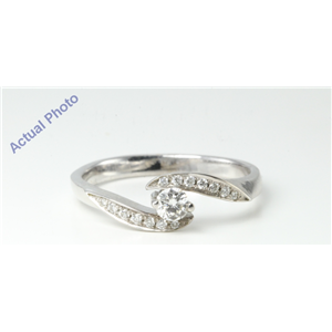 14k White Gold Round Split diamond set shank modern contemporary solitaire engagement ring (0.28 Ct, G, SI1 )