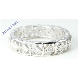 14k White Round Diamond Multi-stone lattice style contemporary full-eternity wedding b&(0.42ct, F, VS2)
