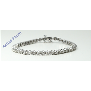 14k White Gold Round Diamond Contemporary classic four claw crown setting tennis bracelet (2.55 Ct, I , SI3 )