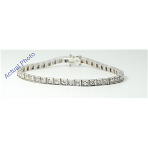 14k White Round Modern contemporary concave square mirror link diamond set tennis bracelet(2.75ct, F, SI1)