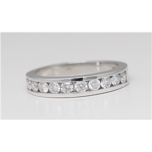 14k White Gold Round Classical channel set diamond half eternity wedding band ring (0.75 Ct, H , SI2-SI3 )