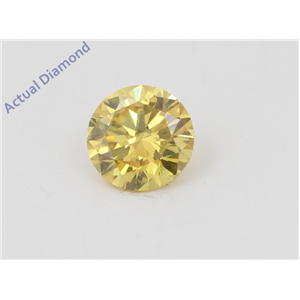 Round Cut Loose Diamond (0.19 Ct, Natural Fancy Vivid Yellow Color, VS2 Clarity) IGL Certified