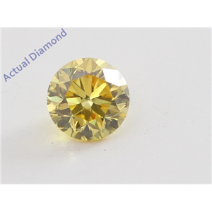 Round Cut Loose Diamond (0.21 Ct, Natural Fancy Vivid Yellow Color, VVS2 Clarity) IGL Certified