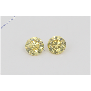 A Pair of Round Cut Loose Diamonds (0.39 Ct, Natural Fancy Vivid Yellow Color, VVS2 Clarity) IGL Certified