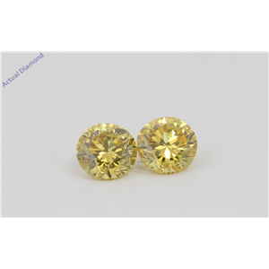 A Pair of Round Cut Loose Diamonds (0.41 Ct, Natural Fancy Vivid Yellow Color, VVS2-VS1 Clarity) IGL Certified
